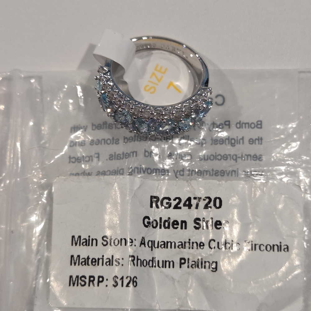 Golden Skies Silver and Blue Ring